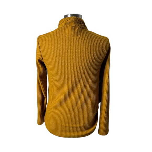 Anthropologie Akemi and Kin Woodruff Waffle Knit Wrap Mustard Long Sleeve Sz‎ XS - Picture 3 of 11